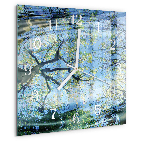 Square wall clock Trees Water