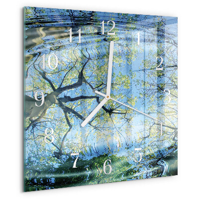 Square wall clock Trees Water