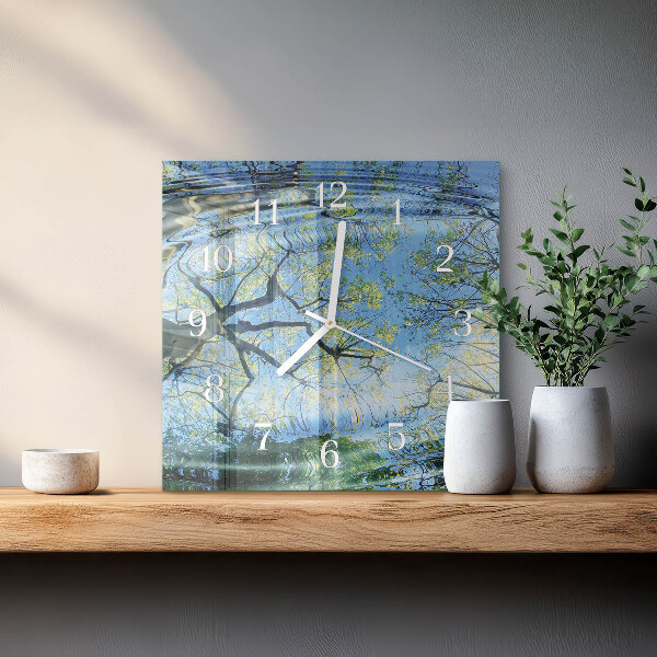 Square wall clock Trees Water