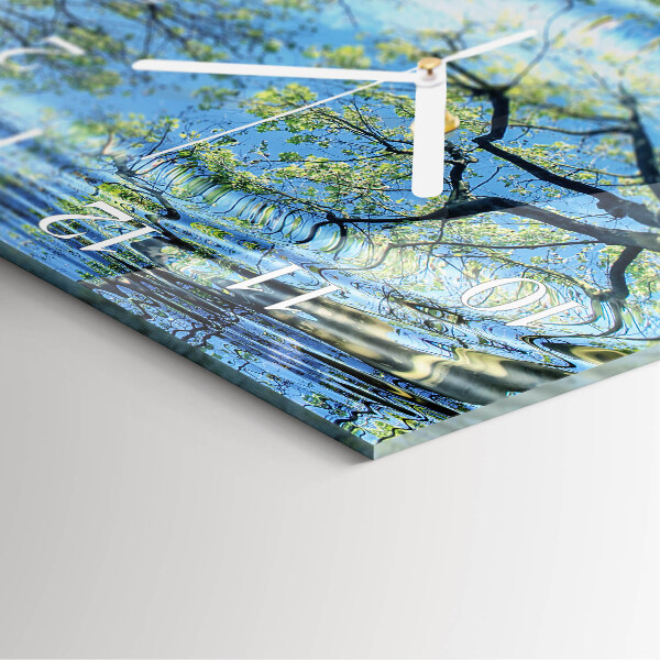 Square wall clock Trees Water