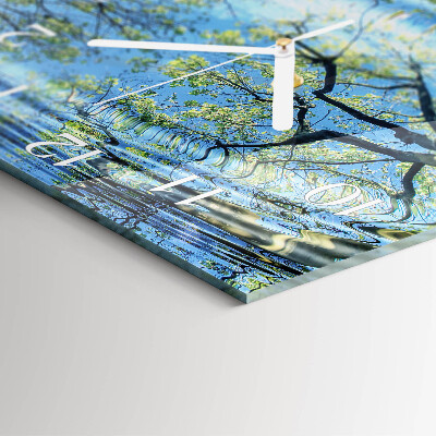 Square wall clock Trees Water