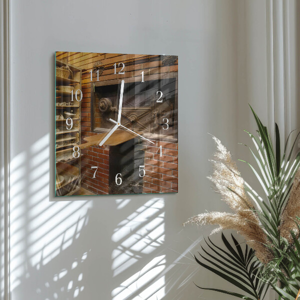 Square wall clock Bread Oven