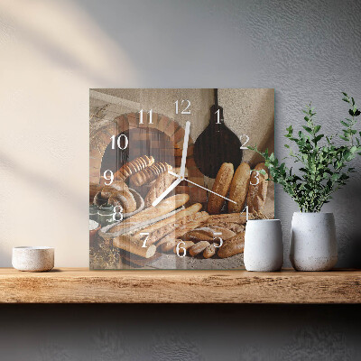 Square wall clock Bread