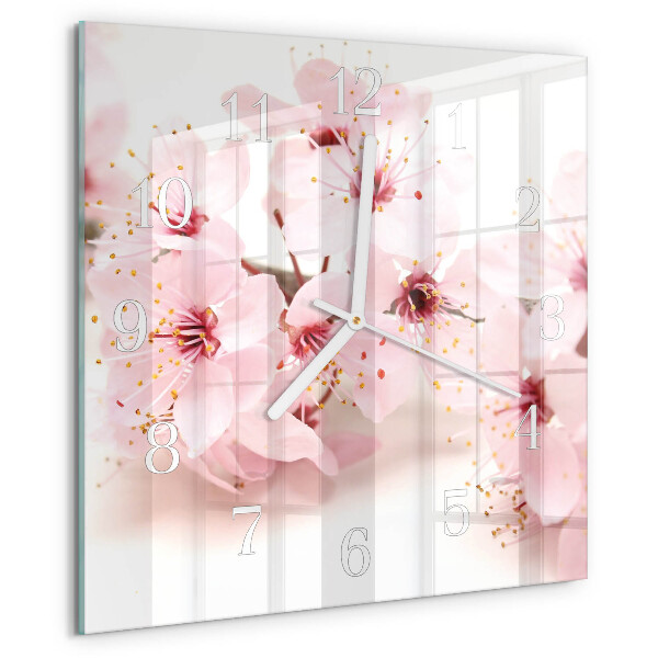 Square wall clock Flowers