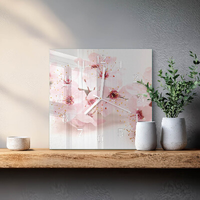 Square wall clock Flowers