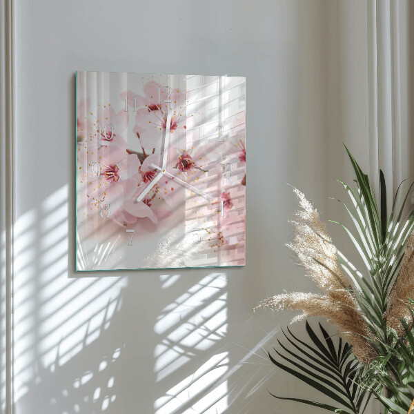 Square wall clock Flowers