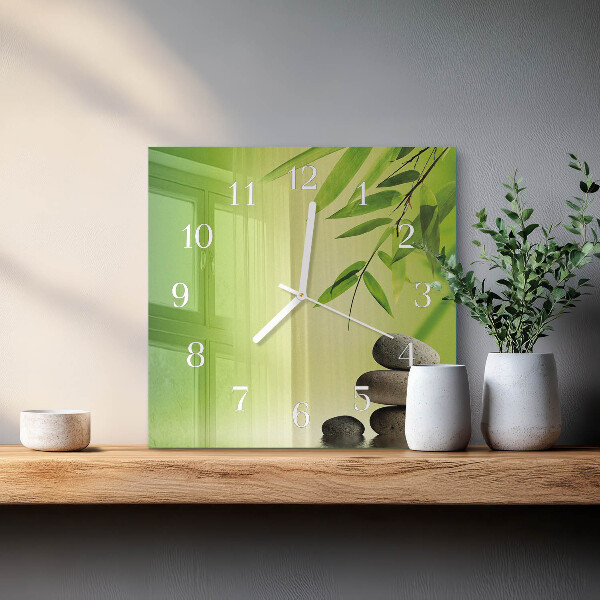 Square wall clock Bamboo Stones