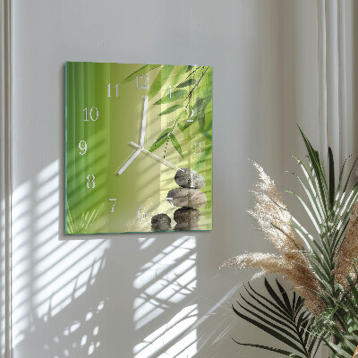 Square wall clock Bamboo Stones