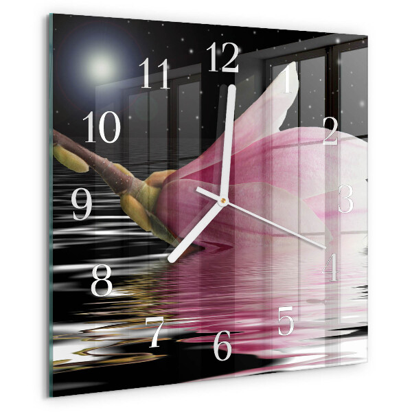Square wall clock Magnolia Flower