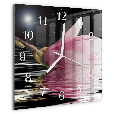 Square wall clock Magnolia Flower