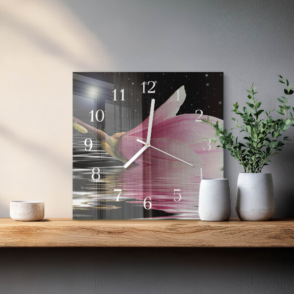 Square wall clock Magnolia Flower