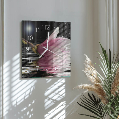 Square wall clock Magnolia Flower
