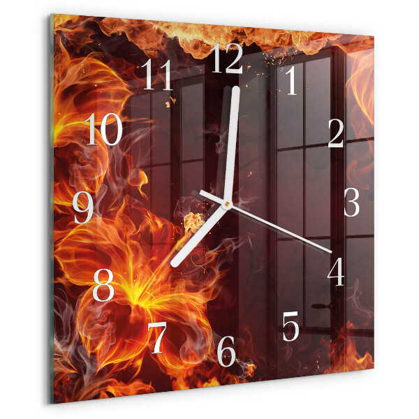 Square wall clock Flowers of Fire