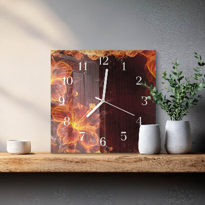 Square wall clock Flowers of Fire