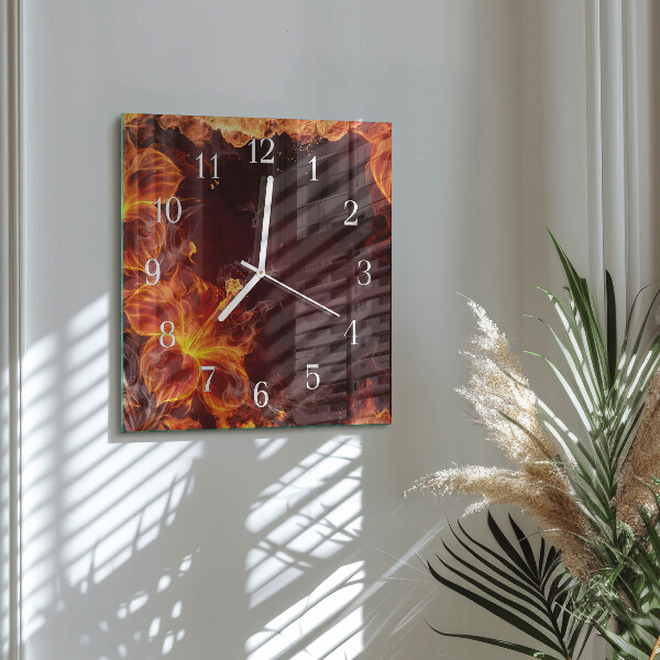 Square wall clock Flowers of Fire