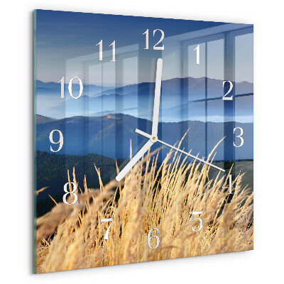 Square wall clock Mountains Grass