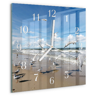 Square wall clock Seagulls on the Beach