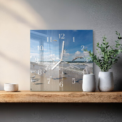 Square wall clock Seagulls on the Beach