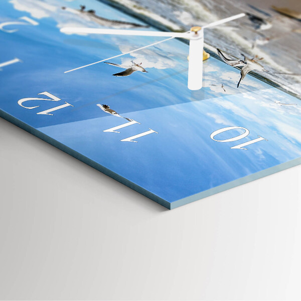 Square wall clock Seagulls on the Beach