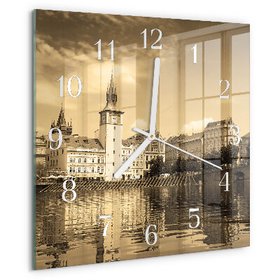 Square wall clock Sepia Castle