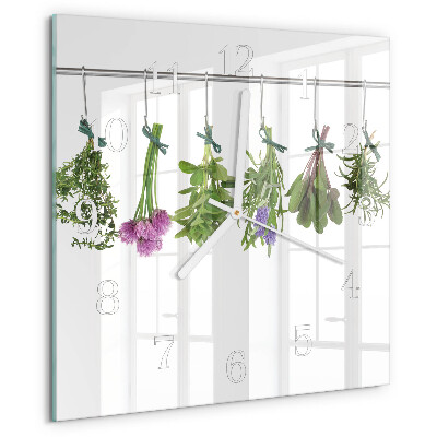 Square wall clock Herbs