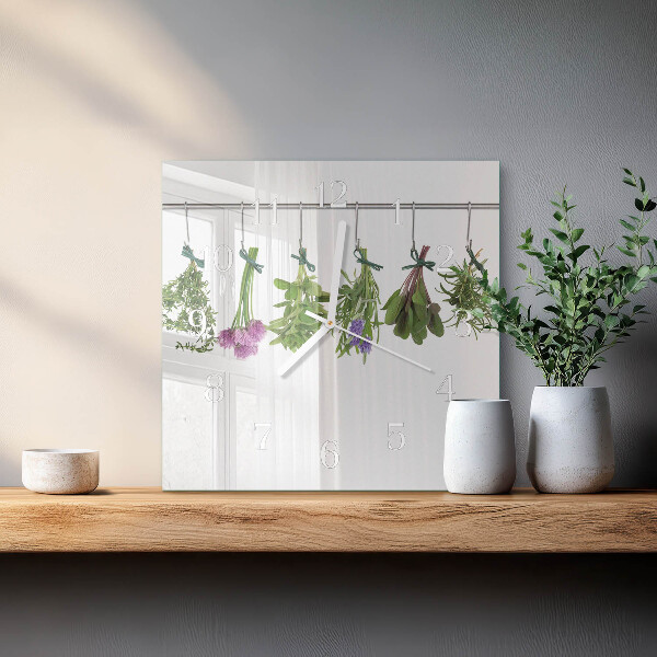 Square wall clock Herbs
