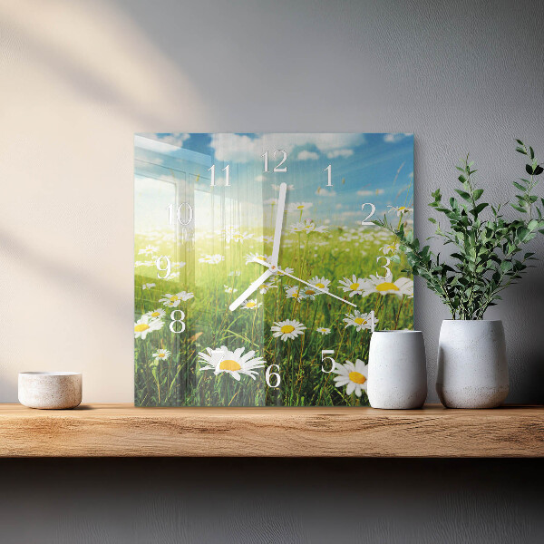 Square wall clock Daisies