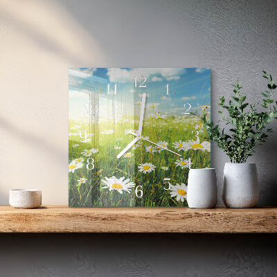 Square wall clock Daisies
