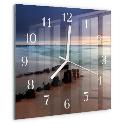 Square wall clock Beach Sea