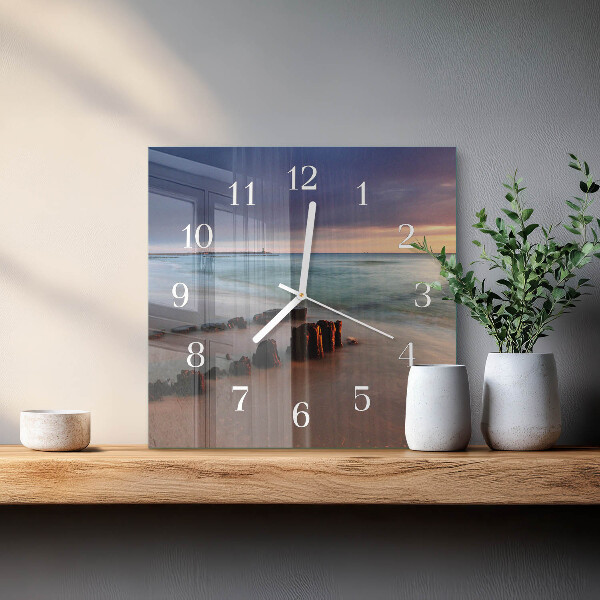 Square wall clock Beach Sea