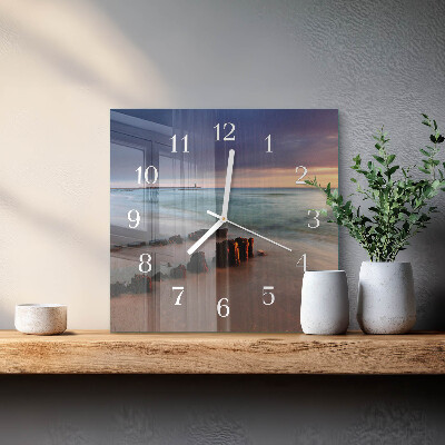 Square wall clock Beach Sea