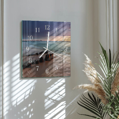 Square wall clock Beach Sea