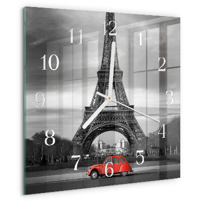 Square wall clock Eiffel Tower car