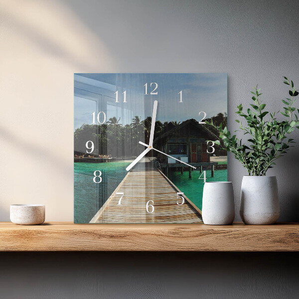 Square wall clock Sea Palms