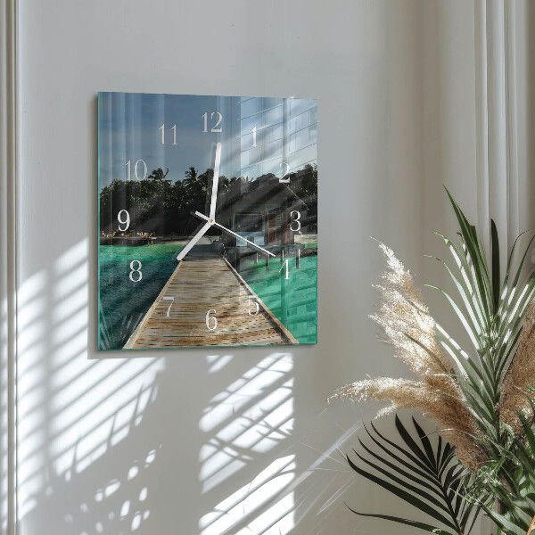 Square wall clock Sea Palms