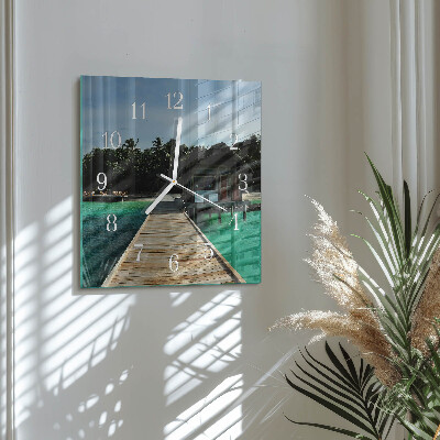 Square wall clock Sea Palms