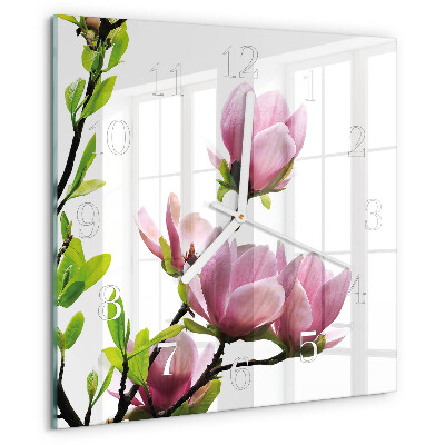 Square wall clock Magnolia Flower