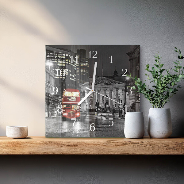 Square wall clock London bus