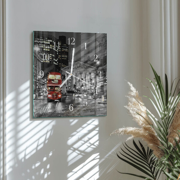 Square wall clock London bus