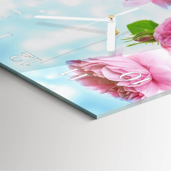 Square wall clock Peonies