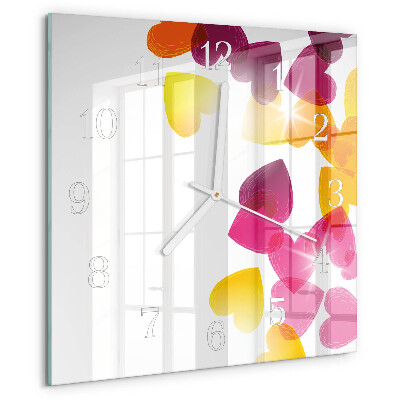 Square wall clock Colorful Hearts