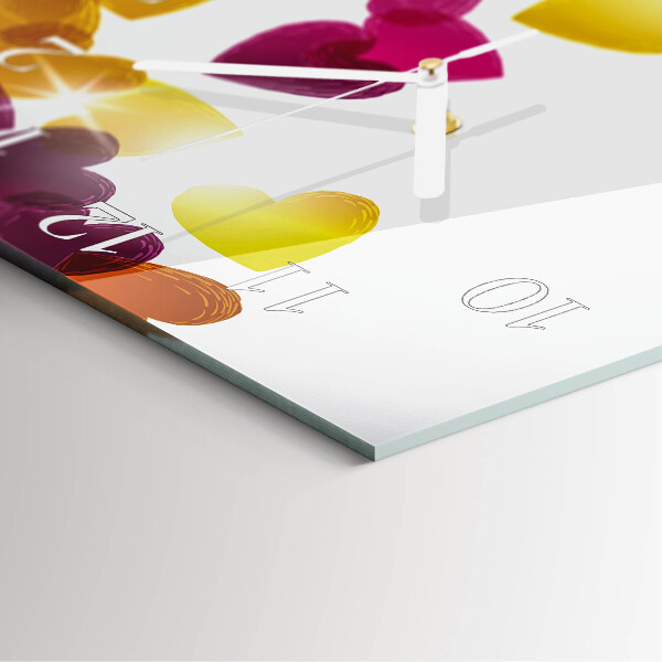 Square wall clock Colorful Hearts