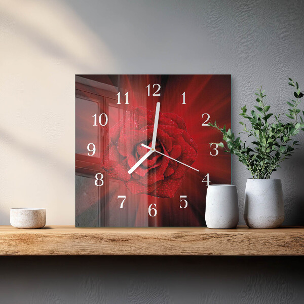 Square wall clock Rose