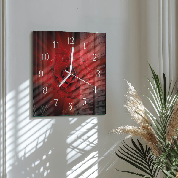 Square wall clock Rose