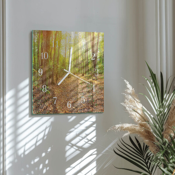 Square wall clock Forest Path