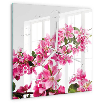 Square wall clock Flowers