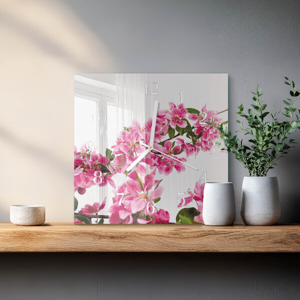 Square wall clock Flowers