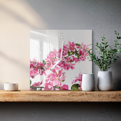 Square wall clock Flowers