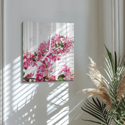 Square wall clock Flowers