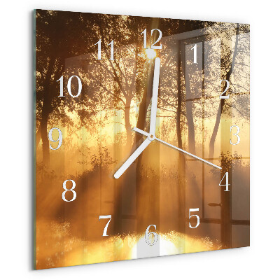 Square wall clock Trees Fog